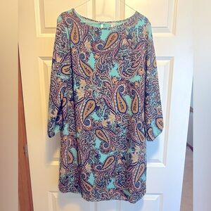 Allison Joy paisley turquoise knee length size Large dress - only worn twice